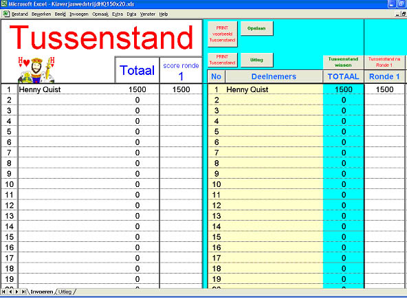 Uitslagenprogrammas menu